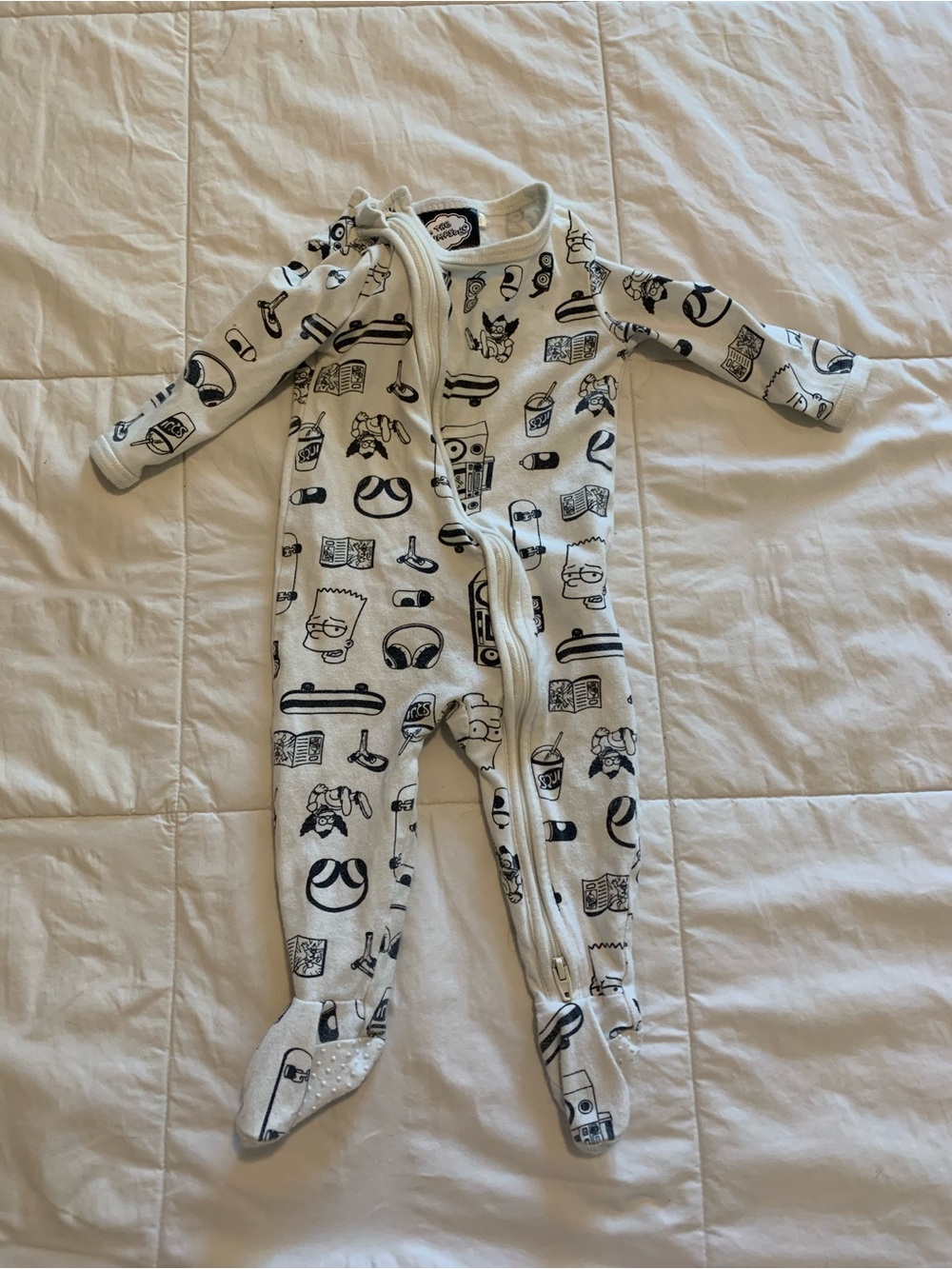 Cotton On Cream Footed One-Piece The Simpsons Pattern